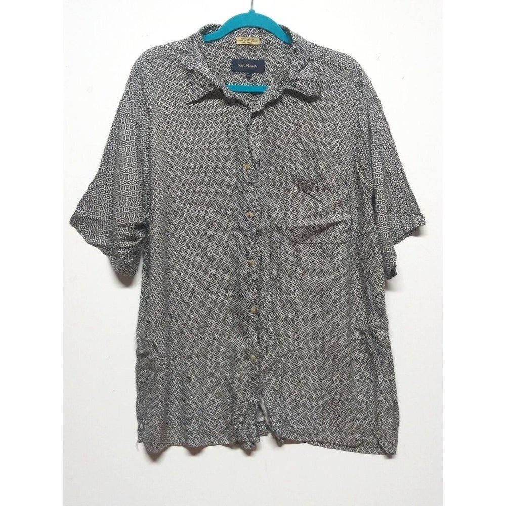 Marc Edwards Mens Shirt Sz XL button up short sleeve Collared Geometric print